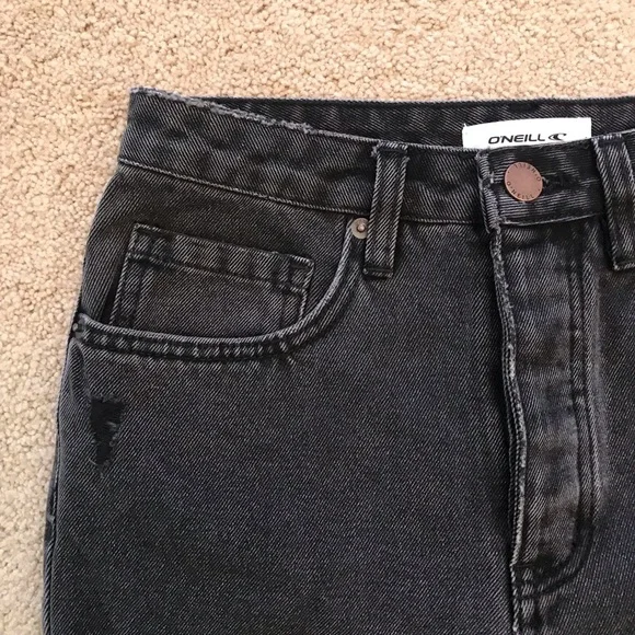 ONeill Distressed Denim Jeans NEW Womens Size 2 Waist 25 Faded Black Button Fly - Picture 8 of 14